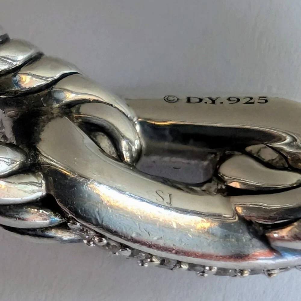 David Yurman SS Pave Diamonds Cable Loop S7 Ring + Authenticity Certificate - Picture 10 of 11